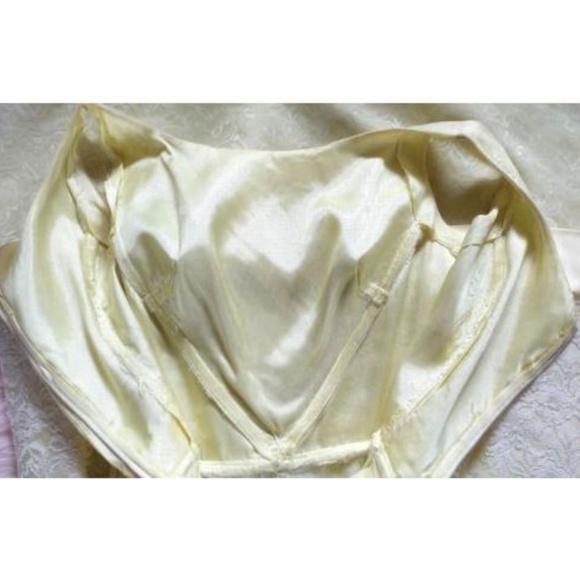 Vintage 60s Lace Cocktail Gown Prom Dress Yellow S - Picture 7 of 8